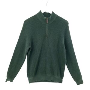 Marine Layer Linden Men's Quarter Zip Sweater Medium in Evergreen Organic Cotton
